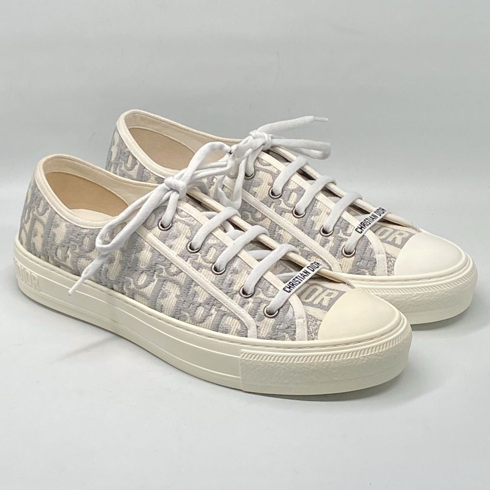 Dior Walk'n'Dior Sneaker Stone Gray Dior Oblique Embroidered Cotton size 41 - Picture 2 of 16